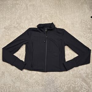 NWT - Aqua Women Cropped Full Zip Mock Neck Jacket Black Size S - MSRP $98